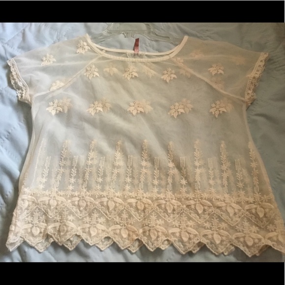 Mauve Tops - Mauve Sheer Lace Top